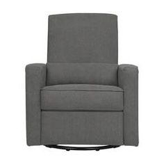 the reclining chair is shown in grey fabric