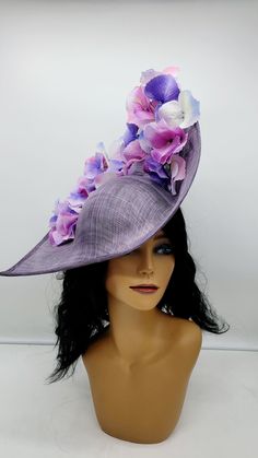 Beautiful lavender stiffened sinamay Fascinator. This vibrant colors will add elegance to any,  bridesmaid,  rehearsal dinner,  Wedding guest,  cocktail party, or church - Ready to ship  - Lightweight - Free Shipping - Fast shipping - Customize by adding different color flowers and or feathers Check my store for styles and colors.  Hatsandpearls.etsy.com Find more at my website: Www.hatsandpearls.com  Reach out to me if you can't find what you are looking for.  I can make cake custom orders and help you style and match your outfit  Tag and share your pictures when you wear and style our hats.  Instagram: @hats_pearls Facebook: Hats Pearls Thank you for visiting and happy shopping! Luxury Purple Fascinator For Party, Luxury Whimsical Hats For Races, Luxury Headpieces For Spring Garden Party, Luxury Elegant Lavender Fascinator, Garden Party Hats For Women, Luxury Purple Headpieces For Summer, Luxury Purple Mini Hat For Royal Ascot, Luxury Purple Hat For Spring, Luxury Purple Hat For Races