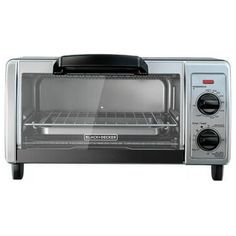 an open toaster oven on a white background