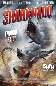 the movie poster for sharknado, which features an image of two sharks attacking each other