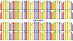 the rainbow striped pattern is shown in three rows and four rows, each with different colors