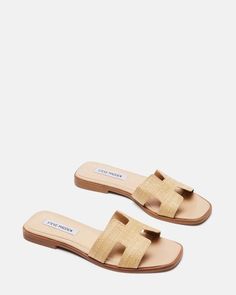 HADYN Raffia Sandal | Women's Designer Sandals – Steve Madden Slippers Heels, Raffia Sandals, Nice Sandals, Medium Dresses, Apparel Merchandising, Sandals Slippers