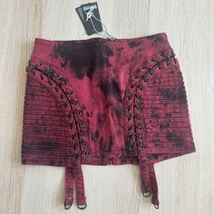 Brand New! Size Medium. Never Worn Fitted Grunge Mini Skirt For Night Out, Red Mini Skirt For Alternative Fashion, Rock Style Red Mini Skirt, Red Rock Mini Skirt, Red Punk Skirt For Fall, Fitted Grunge Mini Skirt, Red Rock Style Mini Skirt, Rock Style High Waist Fitted Skirt, Fitted Rock Style Bottoms For Summer