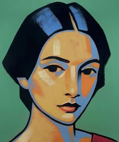 a painting of a woman with black hair