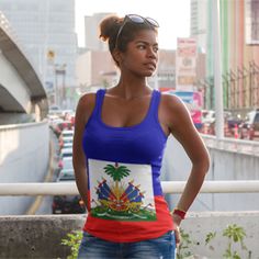 Haiti Flag - Women's Fitted Tank Top Haiti Outfits, Haiti Aesthetic, Haitian History, Selling Products On Amazon, Caribbean Outfits, Haiti Flag, Top Selling Products, Fitted Tank Top, Swimwear Shorts