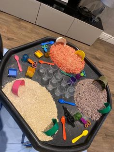 a tray filled with lots of different types of toys