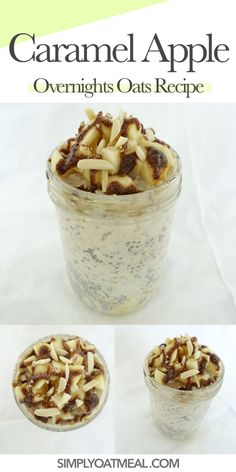 caramel apple overnight oats recipe in a jar