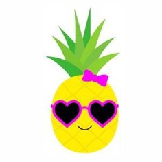 a pineapple with sunglasses and a bow on it's head in the shape of a heart