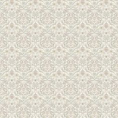 a white and grey wallpaper with an ornate design on the front, in shades of beige