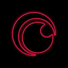 a red circular object on a black background with the letter c in it's center