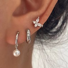 Star Celestial Silver Hoop Earrings – ANETT Silver Jewellery Aesthetic Earrings, Silver Earing Stacks, Cute Silver Hoop Earrings, Earring Stack Silver, Pretty Jewellery Silver, Accessories Silver, Silver Jewellery, Earrings Silver, Jewelry Silver