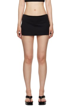 GUIZIO: Black Micro Miniskirt | SSENSE Black Mini Length Elastane Bottoms, Fitted Elastane Shorts For Night Out, Stretch Elastane Shorts For Night Out, Fitted Short Elastane Mini Skirt, Stretchable Elastane Mini Skirt, Chic Short Nylon Bottoms, Black Nylon Mini-length Bottoms, Black Nylon Mini Length Bottoms, Chic Nylon Short Bottoms