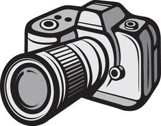 a black and white drawing of a camera stock photo - 957982