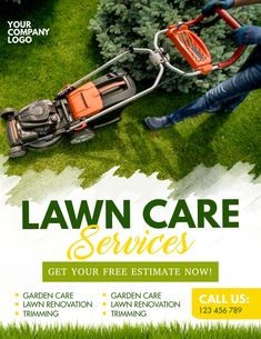 the lawn care flyer is designed to look like an advertisement