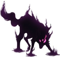 the silhouette of a cat with glowing pink eyes and claws on it's back