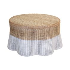 Dipped Scallop Coffee Table From Dear Keaton Round Wicker Coffee Table, Wicker Coffee Table, Chic Coffee Table, Circular Table, Coffee Table Styling, Austin Design, Basket Design, Premium Colors, Drink Table