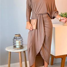 Mocha, One Shoulder Ruched, Dress Size Medium Brand New, Never Worn With Tags Brown Ruched Maxi Dress For Date Night, Elegent Dress, Rust Color Dress, Color Dress, Rust Color, Ruched Dress, Dress First, Elegant Dresses, Mocha