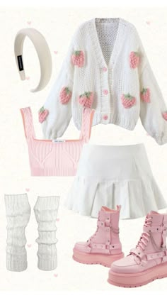 Cute Girlie Outfit, Aesthetic Clothes Pink, Y2k Fashion Pink, Coquette Strawberry, Kawaii Outfit Ideas, Simple Trendy Outfits