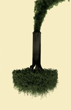 an image of a smokestack coming out of a pipe on top of grass