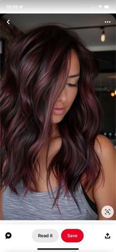 Hair Color Ideas For Light Brunettes For Fall, Fall Hair Looks For Brunettes, Sophisticated Brunette Hair, Red Fall Balayage, Deep Red Money Piece Hair, Dark Brown Hair With Peekaboos Auburn, Deep Red Lowlights In Brown Hair, Fall Hair Olive Skin Tone, Diy Fall Hair Color