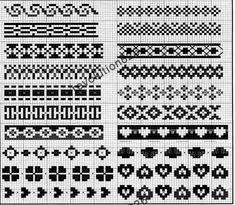 the cross stitch pattern is shown in black and white, with different designs on it