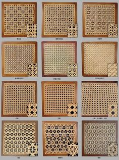 many different types of decorative floor mats in various styles and sizes, all made out of wood