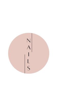 a pink oval with the word nails written in black on it, and an image of a