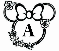 a minnie mouse monogrammed with flowers and leaves