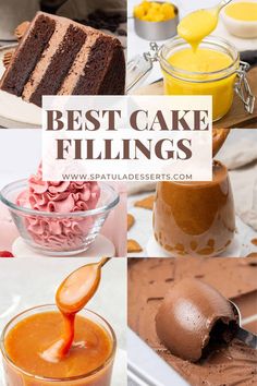 the best cake fillings for cakes, pies and cupcakes are in this collage