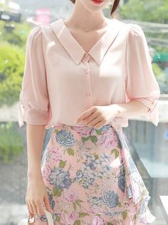 Korean Shirts, Pink Bow Tie, Perfect Blouse, Pink Blouse, Sheer Fabrics, Shop Blouses, Latest Fashion For Women, Chiffon Tops, Fashion Collection