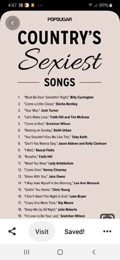 the country's sexist song list on an iphone screen, with text above it