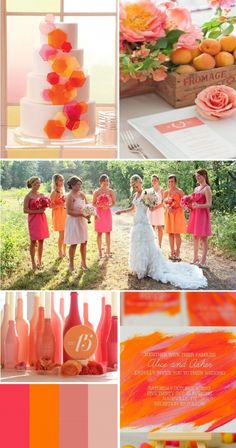 an orange and pink wedding color scheme