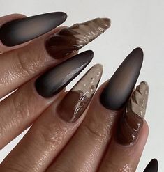 Alomd Nails Ideas Fall, Espresso Nails, Fall Stiletto Nails, Nail Art Matte, Acrylic Nails Fall, Fall Press On Nails, Nails Aura, Nail Journey