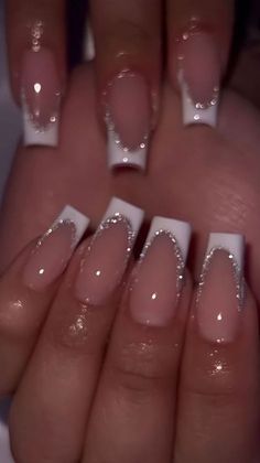 New Years Nails Design 2024,New Year Nails, Classy baddie nails, Winter Nails Color , White Nails, Girly Acrylic, French Tip Acrylic Nails, Girly Acrylic Nails, Short Square Acrylic Nails, Acrylic Nails Coffin Short, New Year's Nails, Xmas Nails