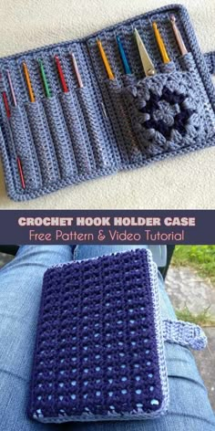 crochet hook holder case free pattern and video tutor