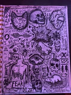 a notebook with some drawings on it