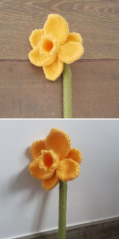 This intricate knitted daffodil applique is a stunning three-dimensional piece, perfect for adding elegance to any garment or accessory. With its delicate petals and lifelike details, it’s ideal for decorating scarves, hats, or bags. This pattern is beginner-friendly, offering a quick way to explore textured knitting while crafting a timeless floral accent. Textured Knit, Daffodils, Three Dimensional