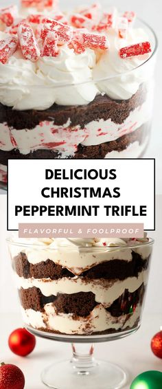 delicious christmas peppermint trifle in a glass dish