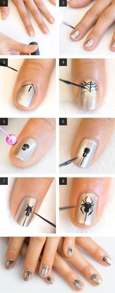 Make Nail Art, Spider Nail, Halloween Nail Art Tutorial, Nail Art Halloween