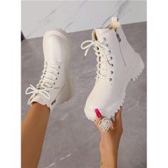 -Item Id 40368189 -Closure Type: Side Zipper -Size Fit: True To Size -Color: White -Heel Height: Low Heel (4.8cm/1.9inch) -Boots Height Type: Ankle Boots -Upper Material: Pu Leather -Lining Material: Fabric -Insole Material: Fabric -Outsole Material: Rubber **Open To Offers!!!** **Bundle To Save More** **30% Off Bundles Of 2 Or More Items!!** ***Orders Go Out Within 5-10 Business Days!! Thank You For Your Patience!! Multiple Sizes And Colors Available In Most Styles Don't See Your Size Or Color Boutique Shoes, Wedding Boots, New Boots, Cute Boots, Shoe Boutique, White Heels, White Boots, Women Boots, Classy Chic