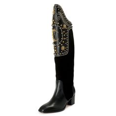 Christian Louboutin Women's "Alixos 55" Black Suede Leather Boots Shoes Product Details Retail Value: $2650.00 This Is Authentic Christian Louboutin Women's "Alixos 55" Black Suede Leather Boots Shoes Sku: Longshoes-6261 Country/Region Of Manufacture Italy Material: 100% Leather/ Suede Leather Model: Alixos 55 3210756 Bk01 W51 Heel In Inches: 2" Shaft: 16" Circumference: 14" Luxury Studded Heeled Boots, Luxury Snip Toe Boots With Leather Lining, Luxury Boots With Leather Lining And Snip Toe, Designer Heeled Boots With Snip Toe And Leather Sole, Designer Heeled Boots With Leather Sole And Snip Toe, Luxury Pointed Toe Boots With Leather Sole, Luxury Calf Leather Boots With Snip Toe, Elegant Studded Heeled Boots For Formal Occasions, Luxury Calf Leather Pointed Toe Heeled Boots