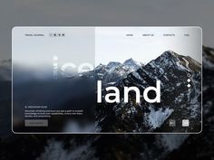 an image of a website page with the word land on it and mountains in the background