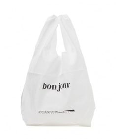 a white bag with the words don't jour printed on it