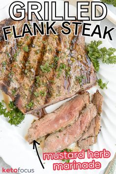 Grilled flank steak on a platter with slices of steak nearby. Summer Steak Recipes, Balsamic Flank Steak, Balsamic Steak, Beef Flank Steak, Beef Flank, Kale Chip Recipes, Marinated Flank Steak, Flank Steak Recipes