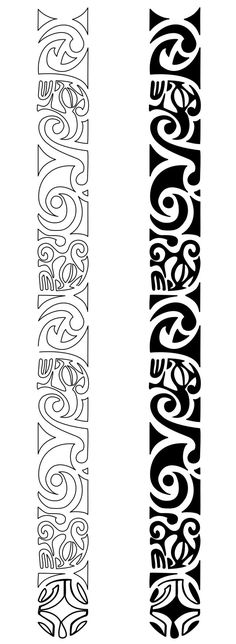 two black and white designs with swirls on them