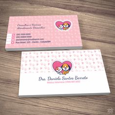 two business cards with dogs and hearts on them