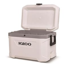 an igloo cooler is shown with the lid open