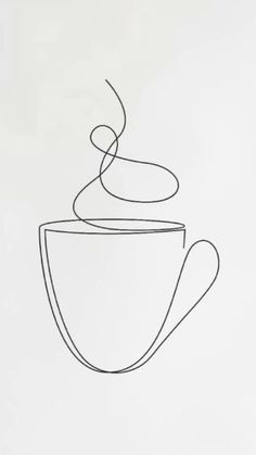 a line drawing of a coffee cup