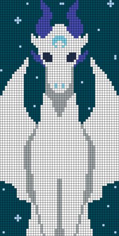 a cross - stitch pattern of a white sheep with purple horns