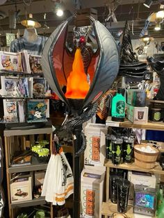 an assortment of halloween items on display in a store